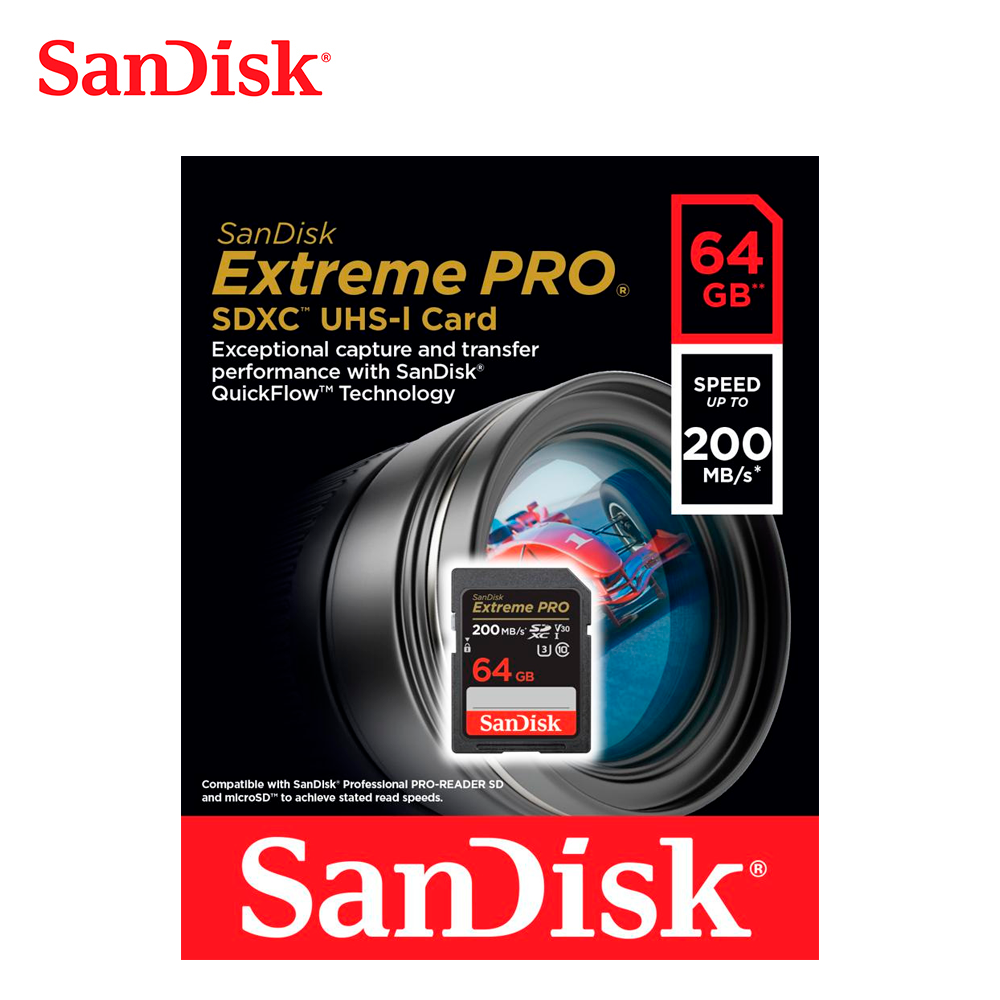 Extreme Pro SDXC 64GB  200MBs